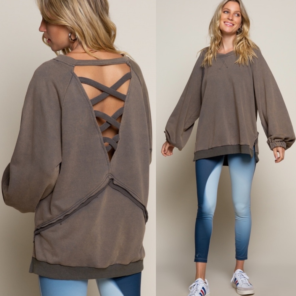 Washed Charcoal x detailed back sweatshirt